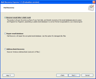 Screenshot of the application Mail Recovery Express - #1