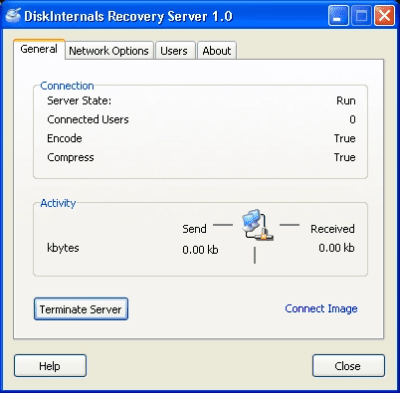 Screenshot of the application Recovery Server - #1