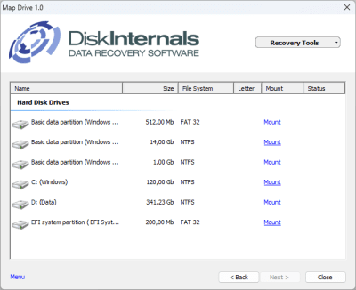 Screenshot of the application Map Drive - #2