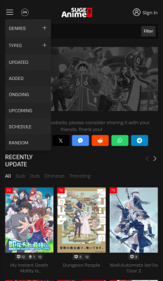 Screenshot of the application AnimeSuge - #2