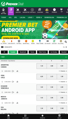 Screenshot of the application Premier Bet - #1