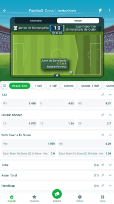 Screenshot of the application 22Bet - #7