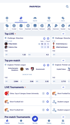 Screenshot of the application Paripesa - #3