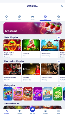 Screenshot of the application Paripesa - #5