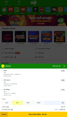 Screenshot of the application Odibet - #4