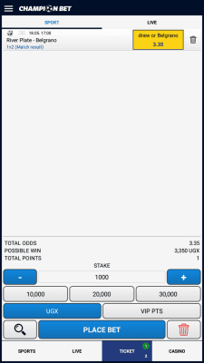 Screenshot of the application Champion Bet - #5