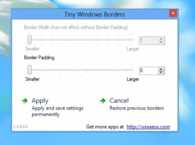 Screenshot of the application Tiny Windows Borders - #1