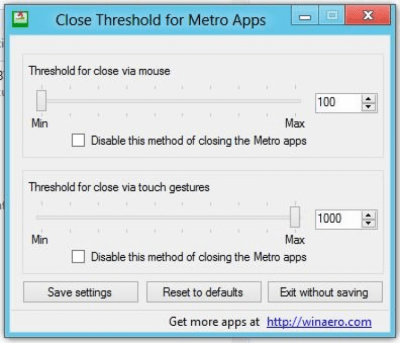 Screenshot of the application Close Threshold for Metro Apps - #1