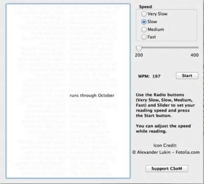 Screenshot of the application Speed Reading III - #1