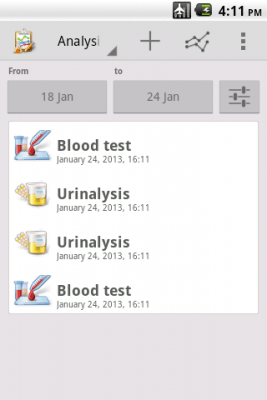 Screenshot of the application Health Measure Graph - #3