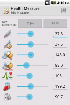Screenshot of the application Health Measure Graph - #5