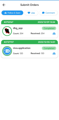Screenshot of the application Niva Followers - #7