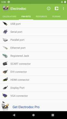 Screenshot of the application Electrodoc (formerly ElectroDroid) - #2