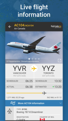 Screenshot of the application Flightradar24 Free - #3