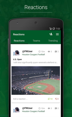 Screenshot of the application FanReact - #1