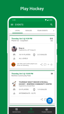 Screenshot of the application Hockey Community - #3