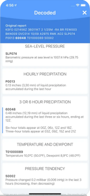 Screenshot of the application METAR Reader - #6