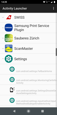 Screenshot of the application Activity Launcher - #1