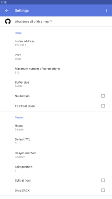 Screenshot of the application ByeDPI - #3
