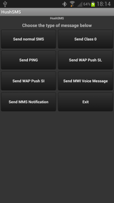 Screenshot of the application HushSMS - #1