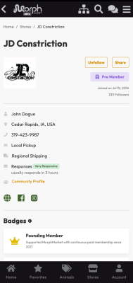Screenshot of the application MorphMarket - #6