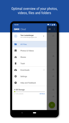 Screenshot of the application GMX Cloud - #3
