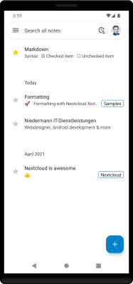 Screenshot of the application Nextcloud Notes - #2