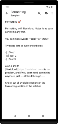 Screenshot of the application Nextcloud Notes - #3