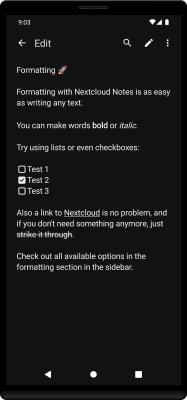 Screenshot of the application Nextcloud Notes - #5