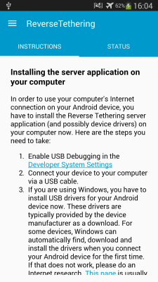 Screenshot of the application Reverse Tethering NoRoot - #1