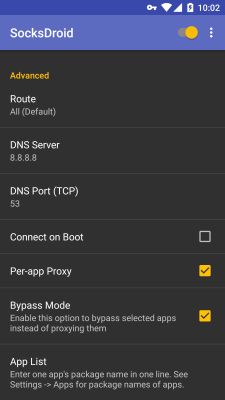 Screenshot of the application SocksDroid - #3