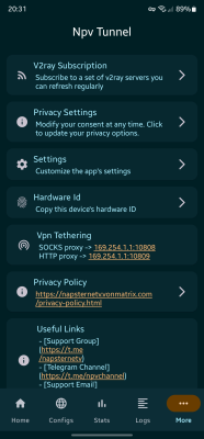 Screenshot of the application Npv Tunnel - #5