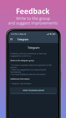 Screenshot of the application Nomad VPN - #5