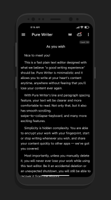 Screenshot of the application Pure Writer - #6