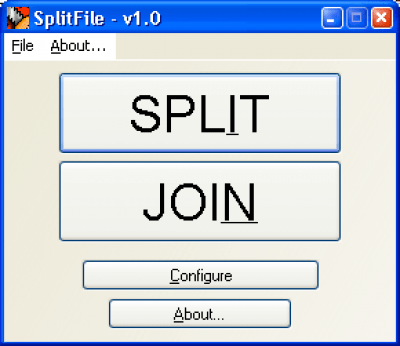 Screenshot of the application SplitFile - #1