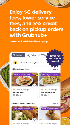 Screenshot of the application Seamless: Local Food Delivery - #4