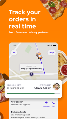 Screenshot of the application Seamless: Local Food Delivery - #5