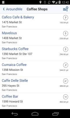 Screenshot of the application AroundMe - #2