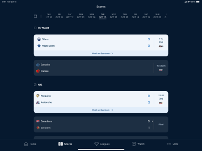 Screenshot of the application Sportsnet - #7