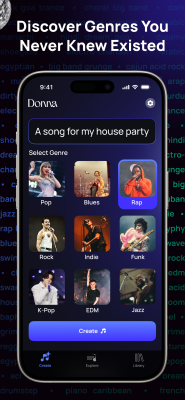 Screenshot of the application Donna AI Song & Music Maker - #3