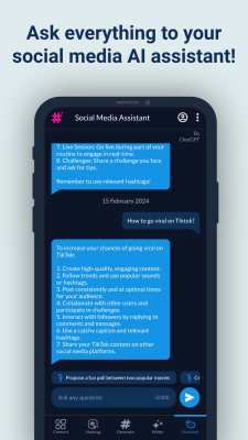 Screenshot of the application Hashtags AI - #6