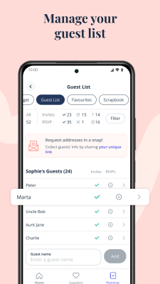 Screenshot of the application Bridebook - #6
