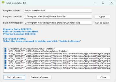 Screenshot of the application 1Click Uninstaller - #3