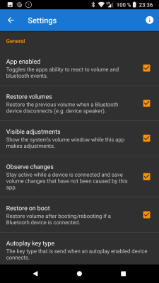 Screenshot of the application Bluetooth Volume Manager - #3