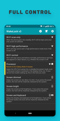 Screenshot of the application Wakelock Revamp - #2