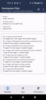 Screenshot of the application Permission Pilot - #8