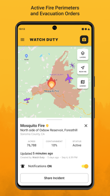 Screenshot of the application Watch Duty (Wildfire) - #2