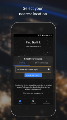 Screenshot of the application Find Starlink Satellites - #1