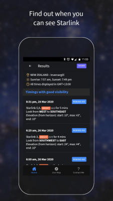 Screenshot of the application Find Starlink Satellites - #2