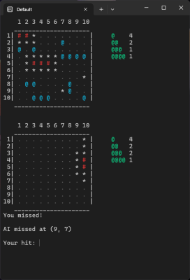 Screenshot of the application cmd Sea Battle - #2